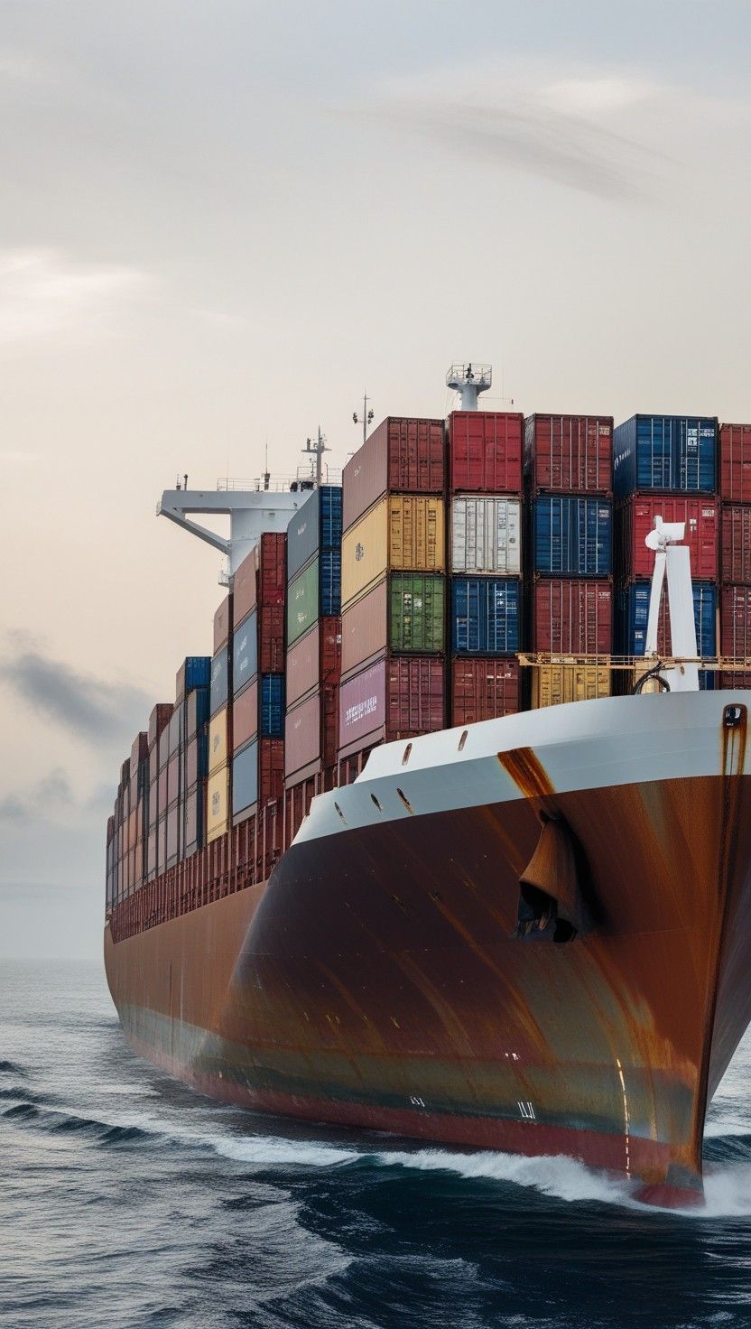 Ocean freight container ship at port